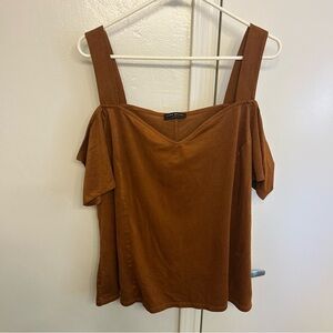Lane Bryant Size 20 Brown Off-Shoulder Tank Top Cold Shoulder Sweetheart Neck